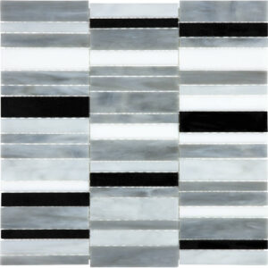 Arabescato random stacked mosaics