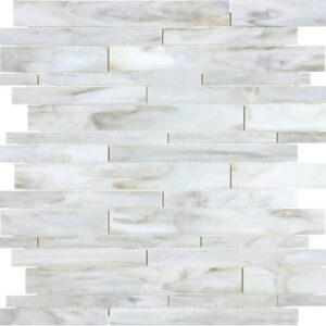 Calacatta random strip mosaics