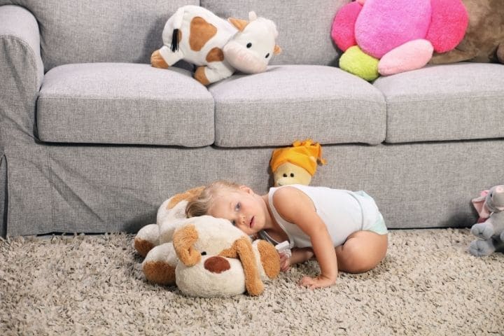 kid on plush carpet
