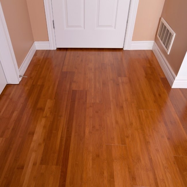 hallway with bamboo hardwood floors