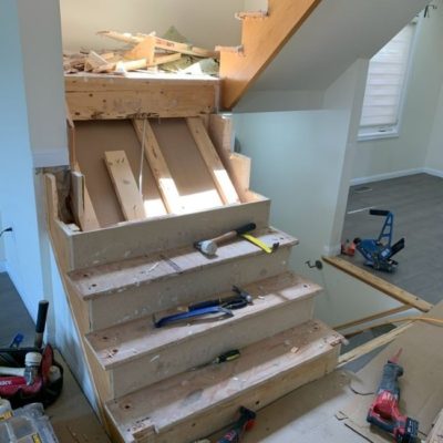 Image depicts a engineered hardwood flooring installation project in Brampton.