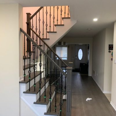 Image depicts a engineered hardwood flooring installation project in Brampton.