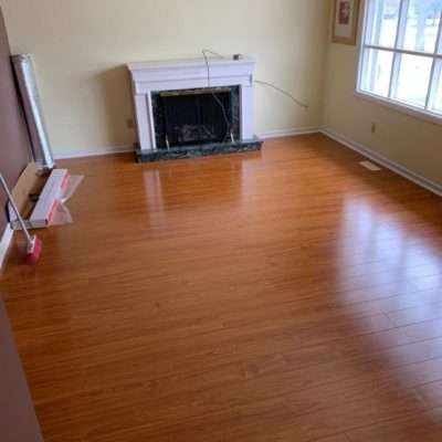 Image depicts a laminate flooring installation project in London by Flooring Liquidators.