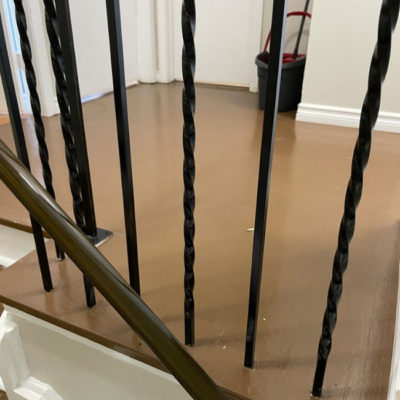 Image depicts old floors from a berber carpet flooring installation project in Brampton, Ontario.