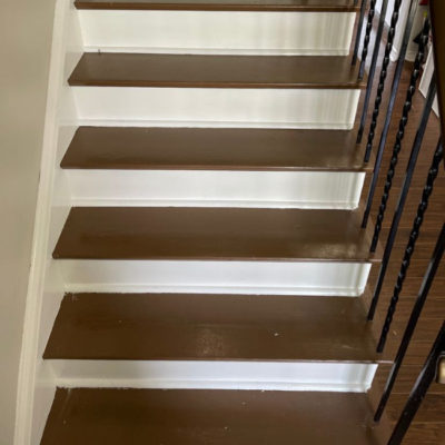 Image depicts old floors from a berber carpet flooring installation project in Brampton, Ontario.