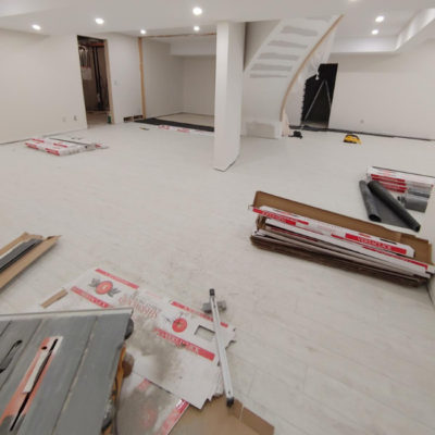 Image depicts new floors from a click vinyl flooring installation project in London, Ontario.
