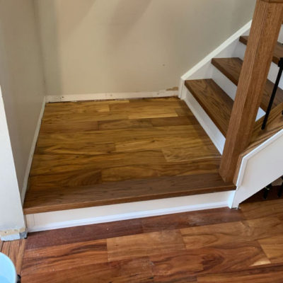 Image depicts new floors from an engineered hardwood flooring installation project in Brampton, Ontario.