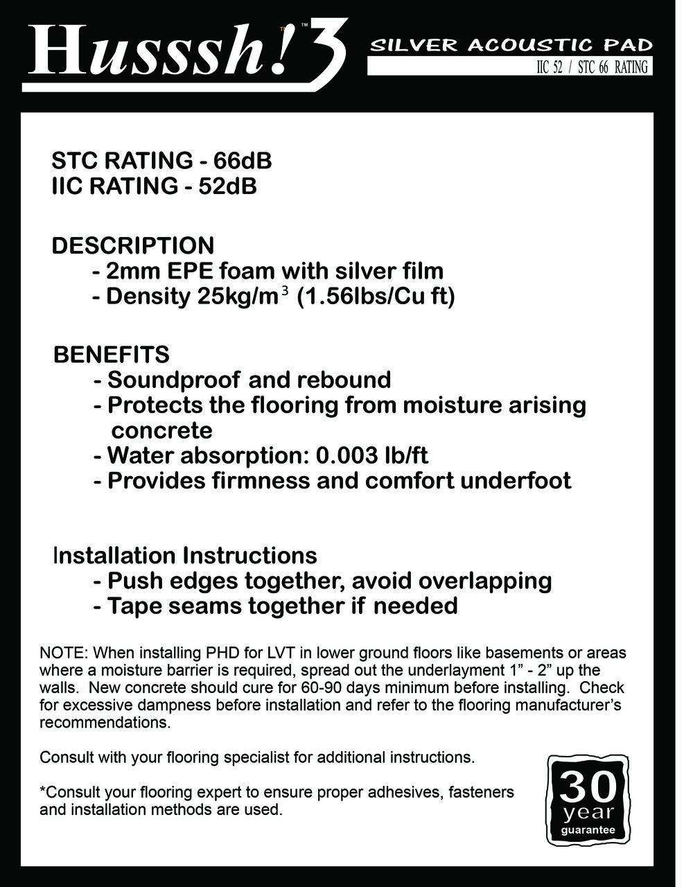 UNDERPAD: HUSSSH! 3 SILVER ACOUSTIC PAD UNDERPAD: HUSSSH! 3 SILVER ACOUSTIC PAD