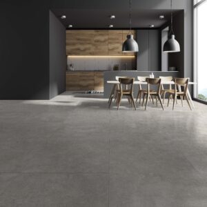 Modern,Kitchen,Interior,With,Gray,And,White,Brick,Walls,,A