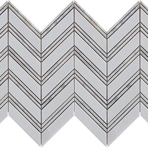 Thassos Chevron w/Carrara Trim